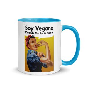 Taza blanca con diseño: Soy vegana ¡cuando me da la gana!