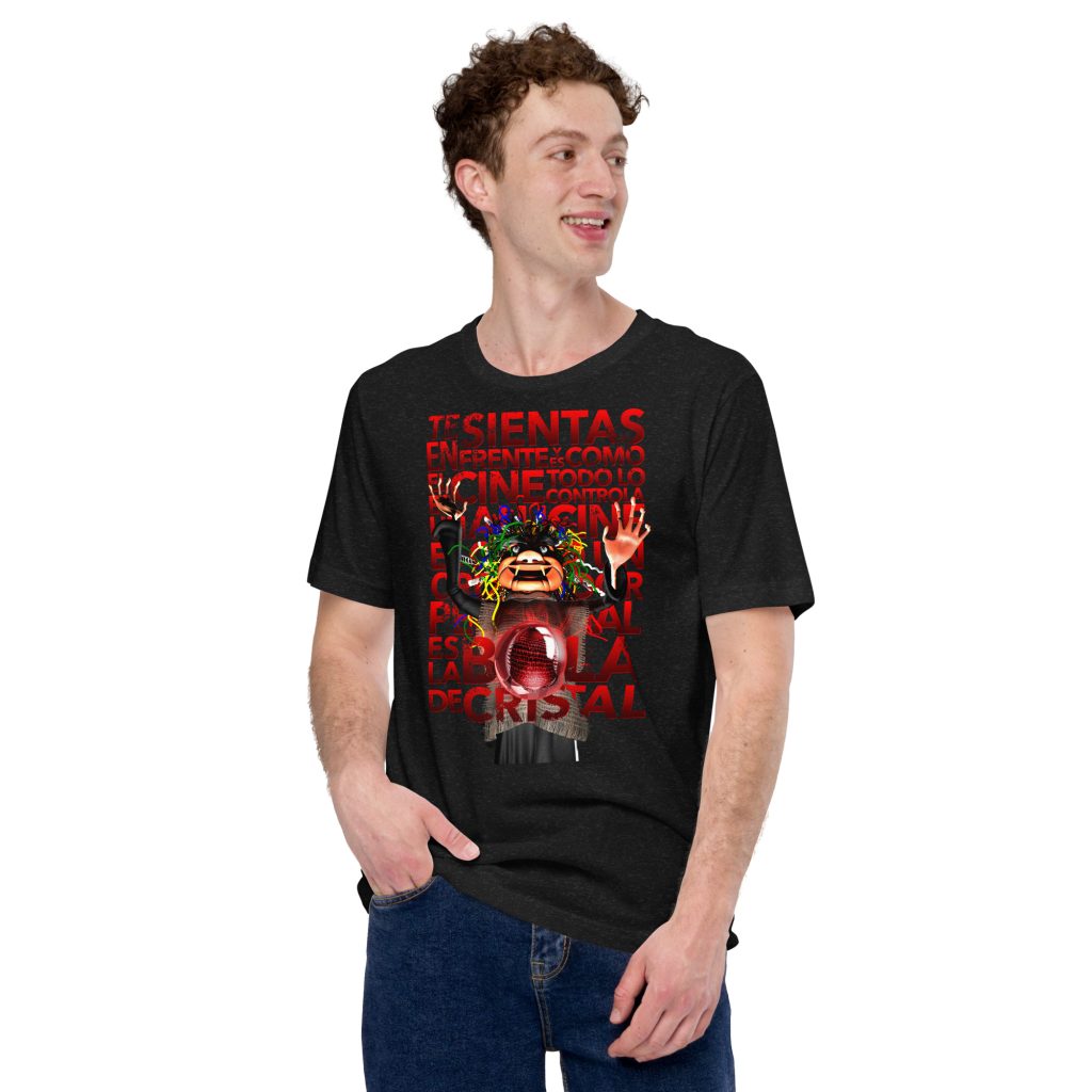 Camiseta negra de manga corta para hombre con diseño: La bola de cristal letra canción.